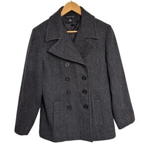 Braetan Charcoal Wool-Blend Peacoat Women’s M Classic Double-Breasted Grey